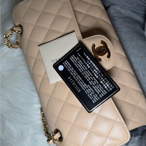 CHANEL Beige Quilted Crossbody Bag